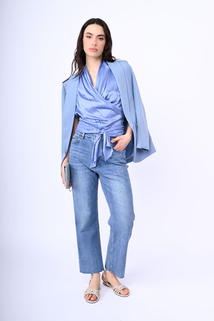 Satin wrap top