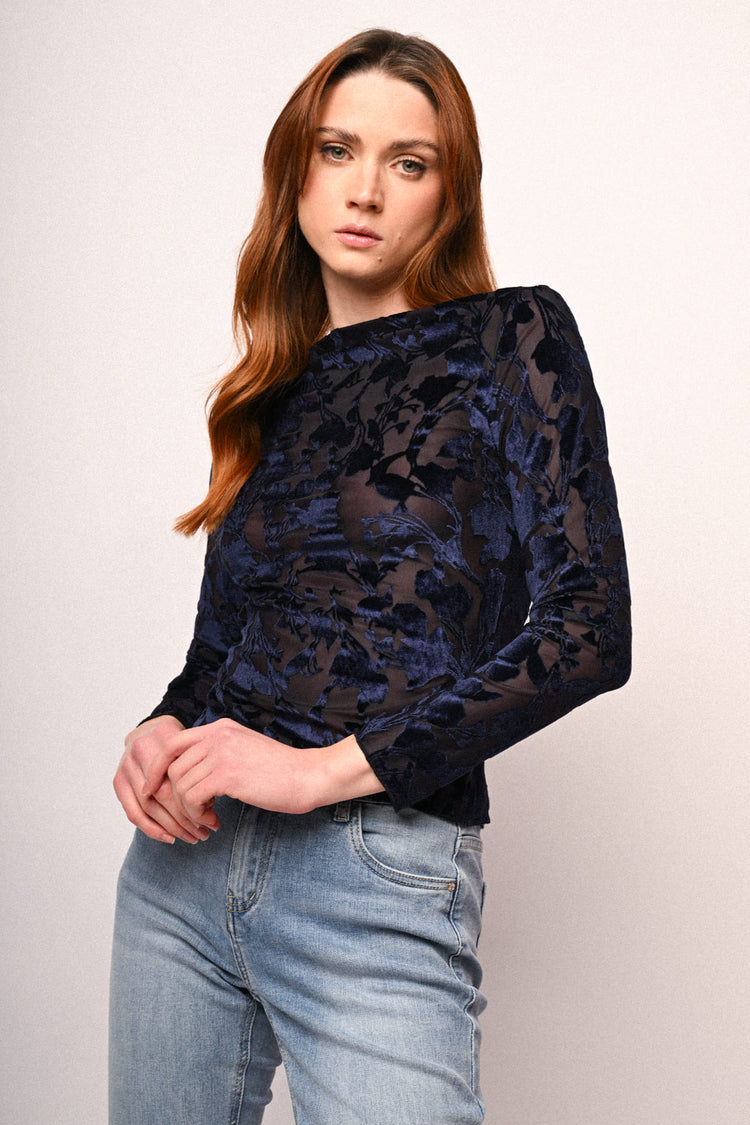 Floral devoré velvet top