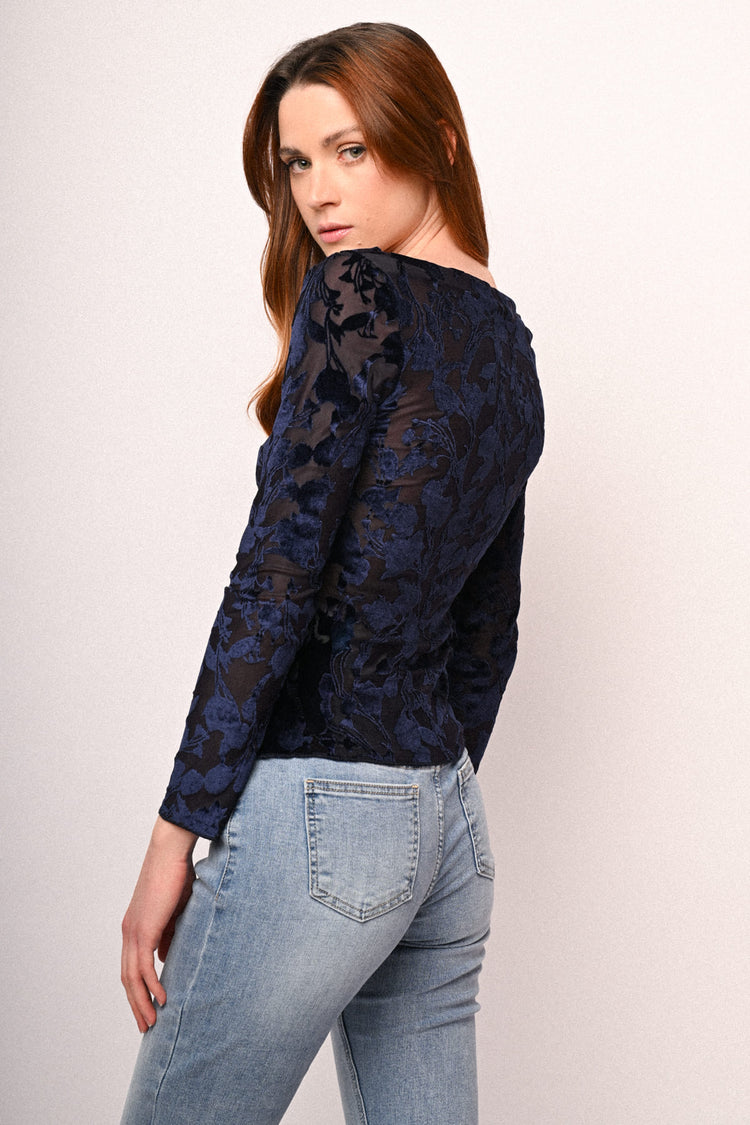 Floral devoré velvet top