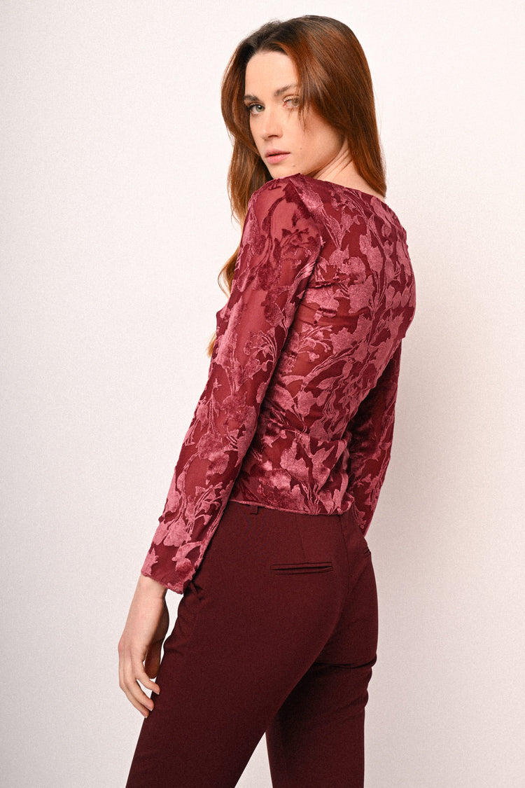 Floral devoré velvet top