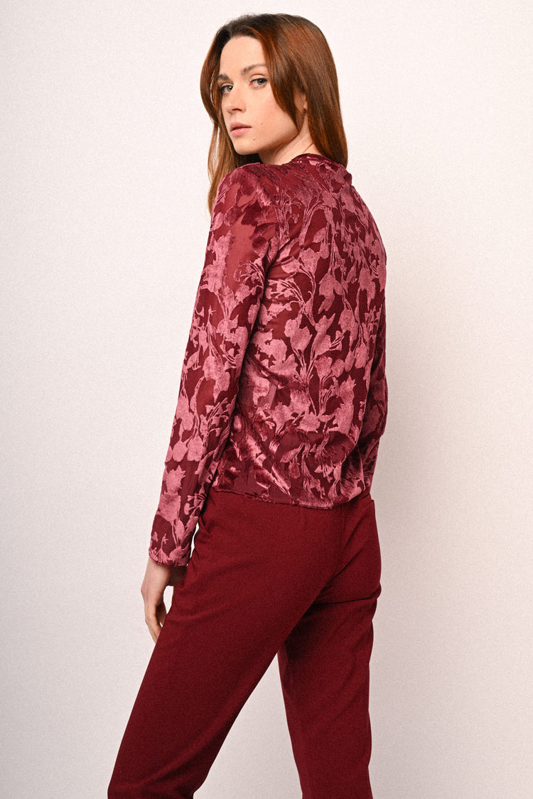 Floral devoré velvet top