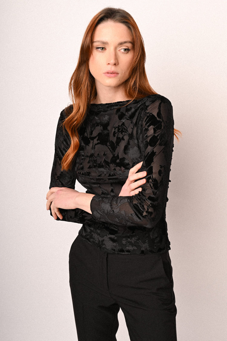 Floral devoré velvet top