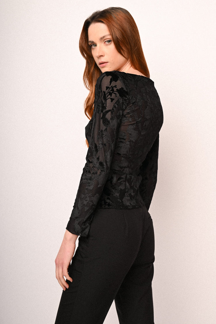 Floral devoré velvet top