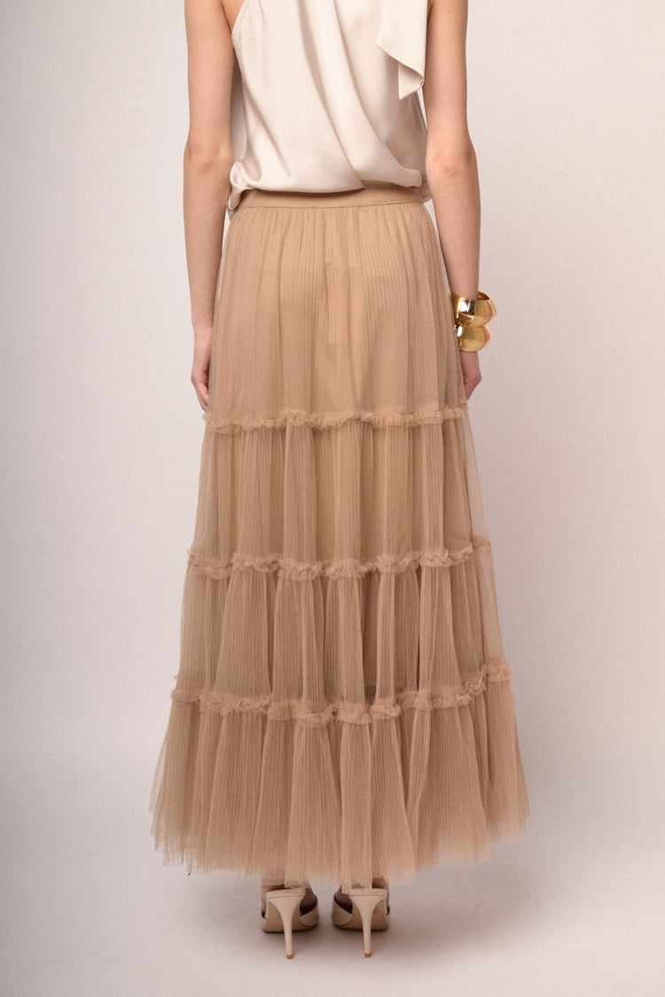 Blush tulle tiered maxi skirt