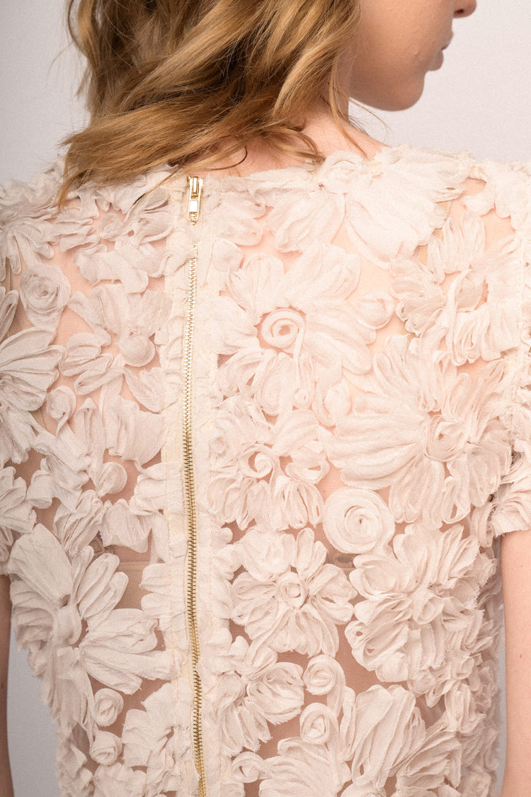 White coral lace cropped top