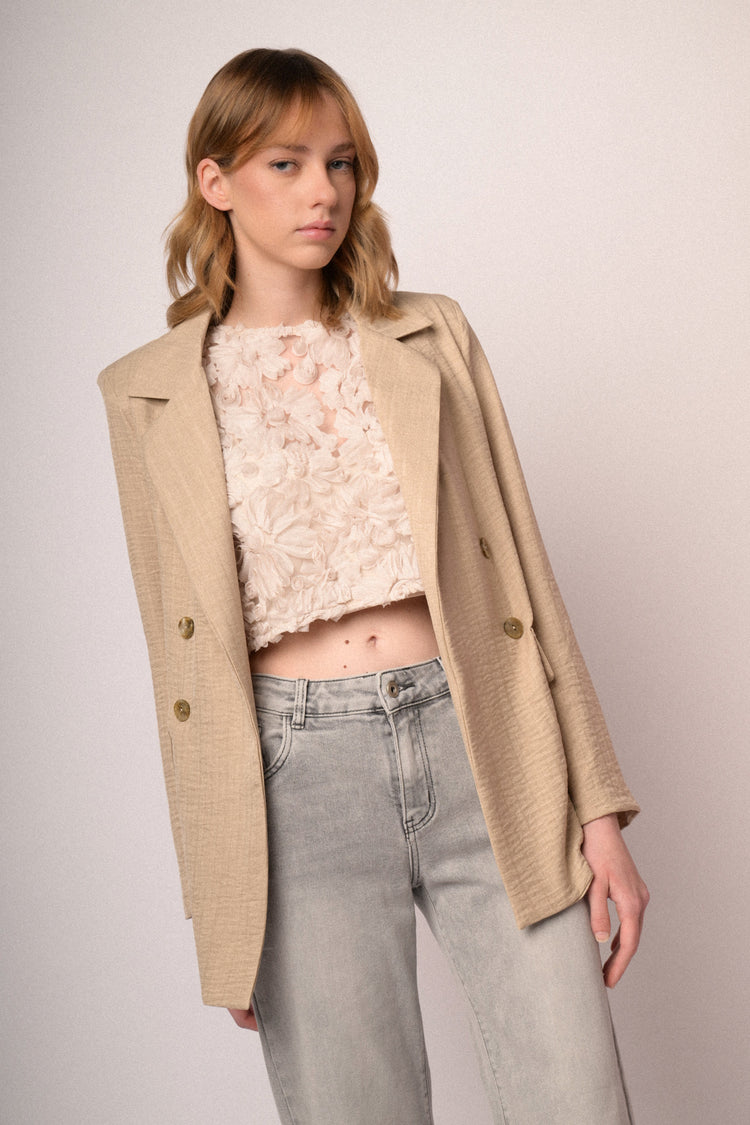 White coral lace cropped top