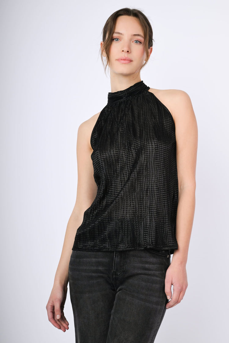 Textured satin top