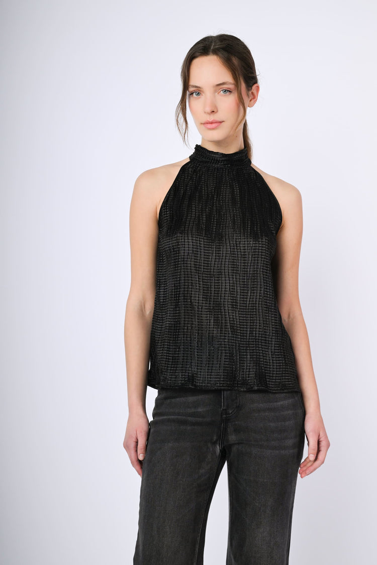Textured satin top