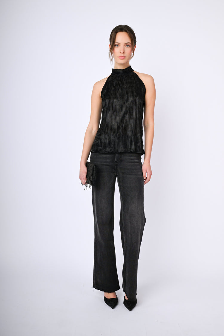 Textured satin top