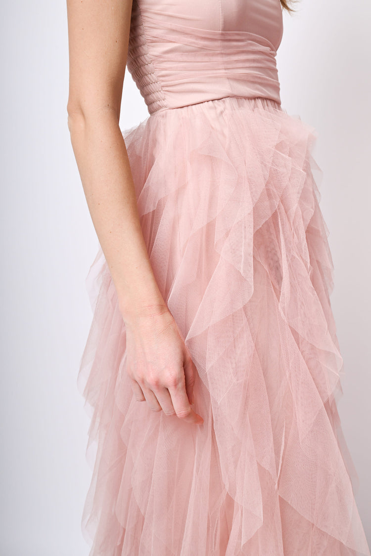Tulle frills long sleeveless dress
