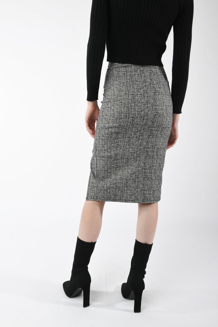 Buttoned split midi skirt