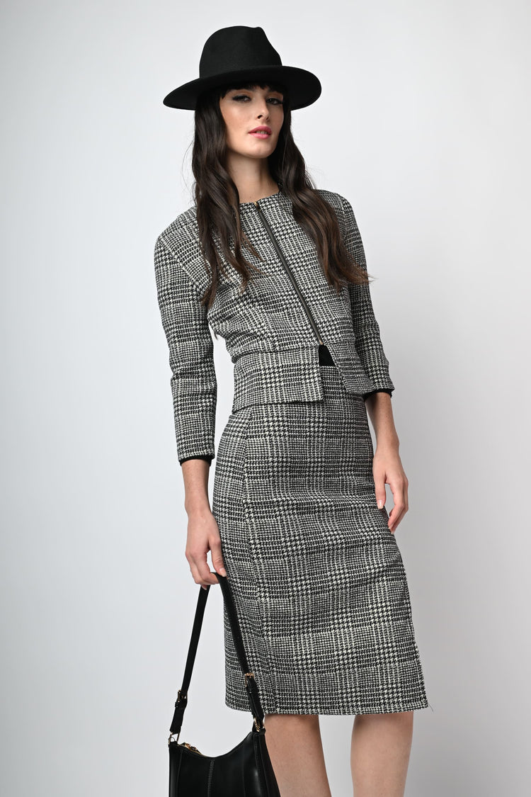 Prince of Wales jacquard midi skirt