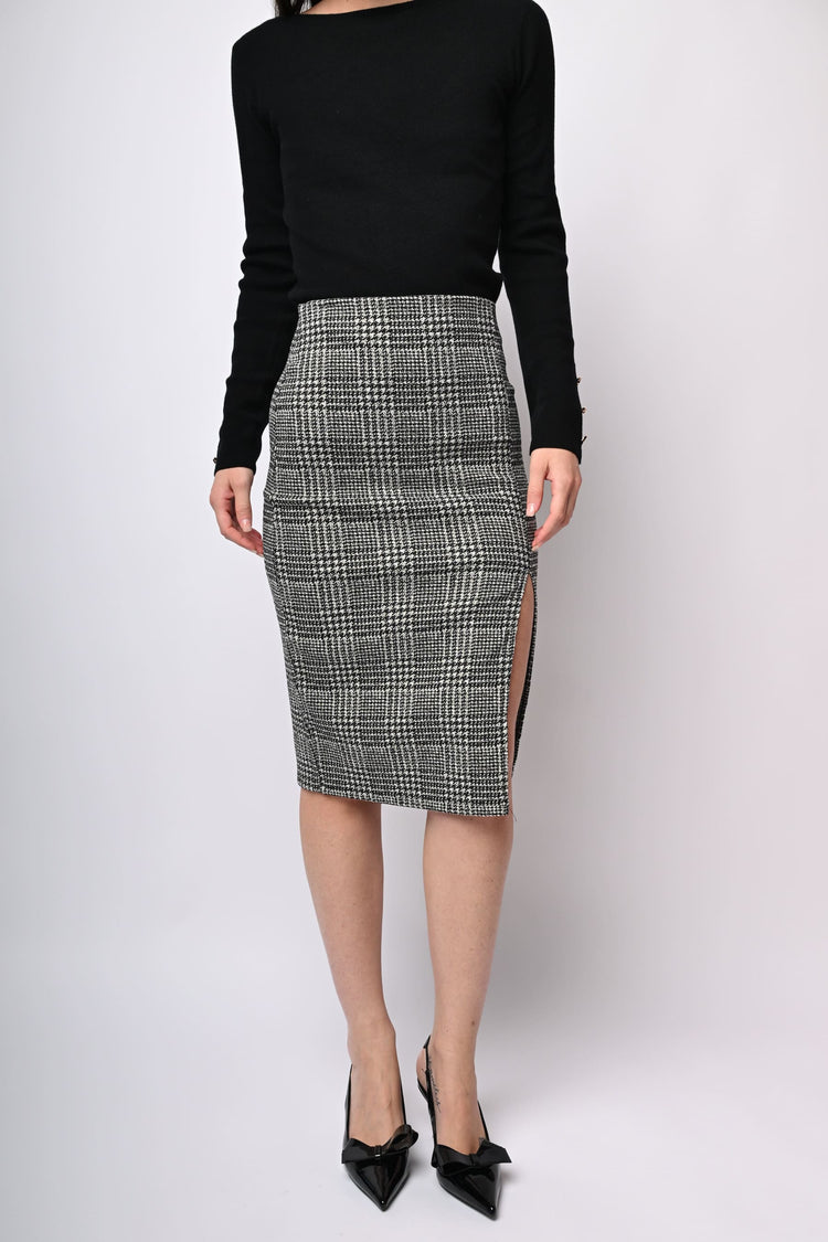 Prince of Wales jacquard midi skirt