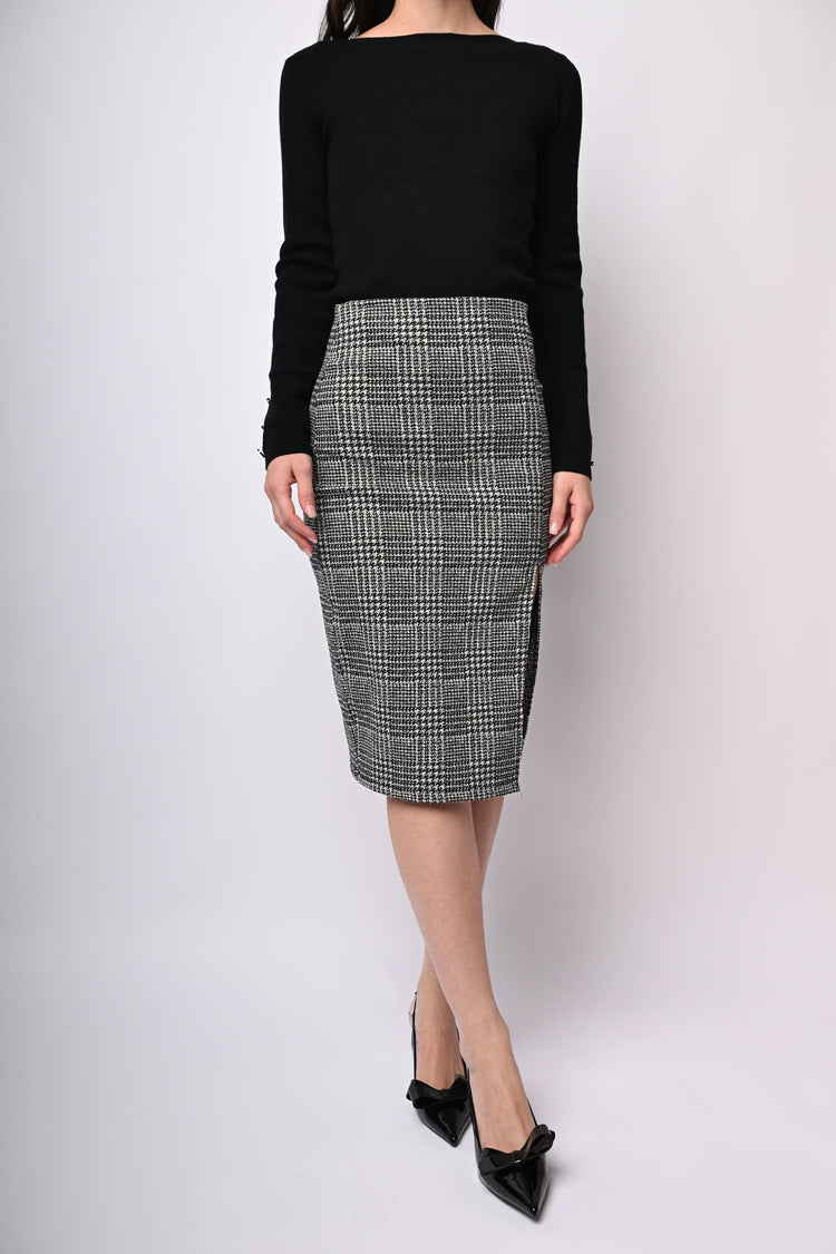 Prince of Wales jacquard midi skirt