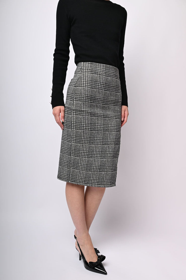 Prince of Wales jacquard midi skirt