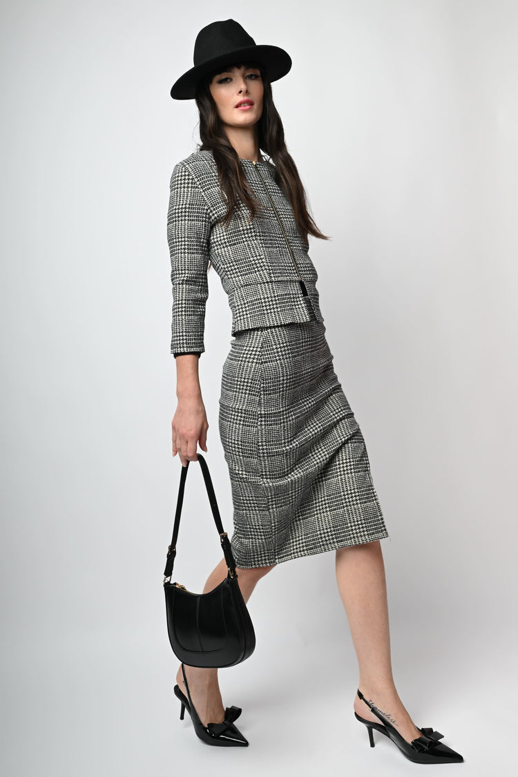 Prince of Wales jacquard midi skirt