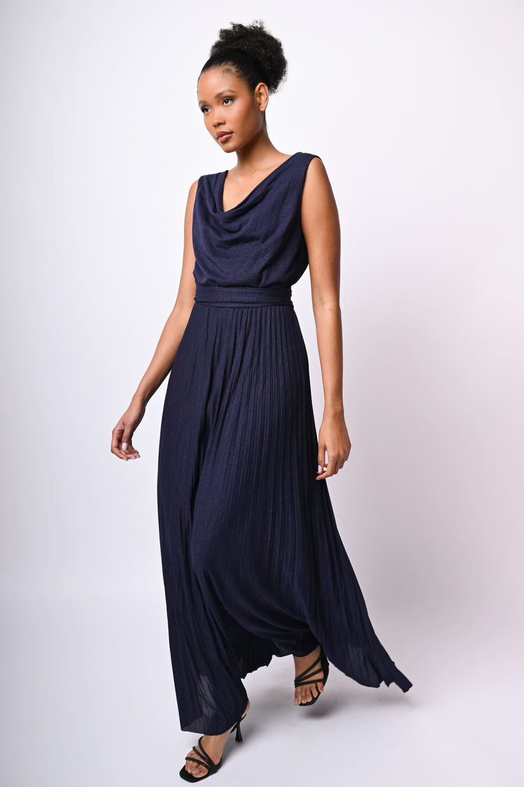 Pleated lurex long dress