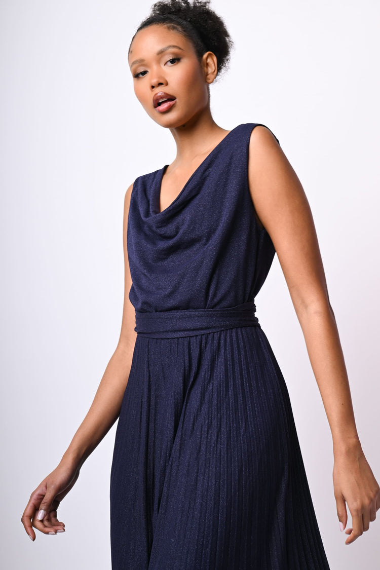 Pleated lurex long dress
