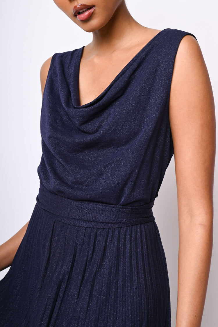 Pleated lurex long dress