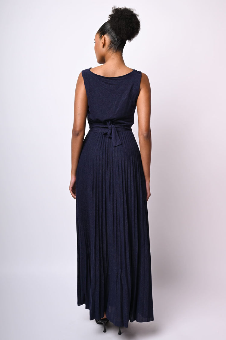 Pleated lurex long dress