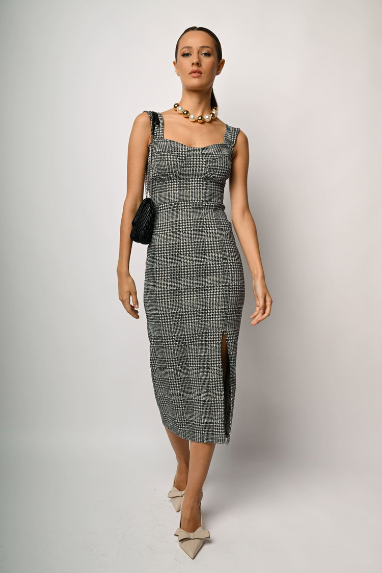 Prince of Wales jacquard midi dress