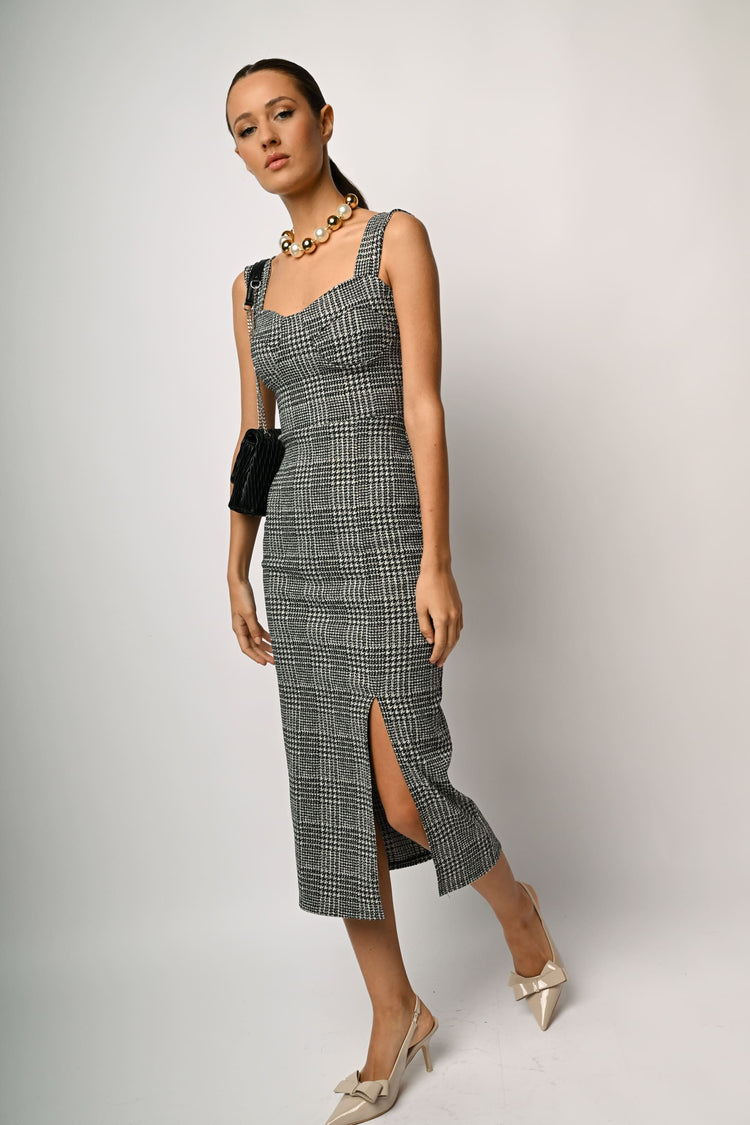 Prince of Wales jacquard midi dress