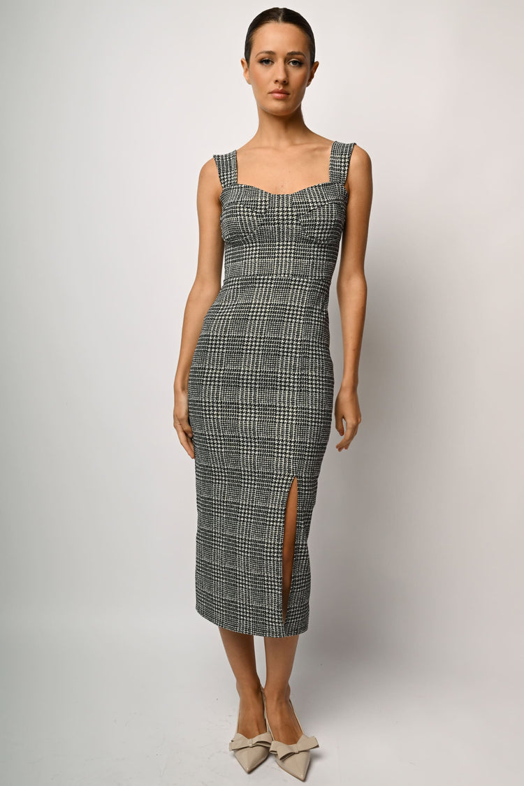 Prince of Wales jacquard midi dress