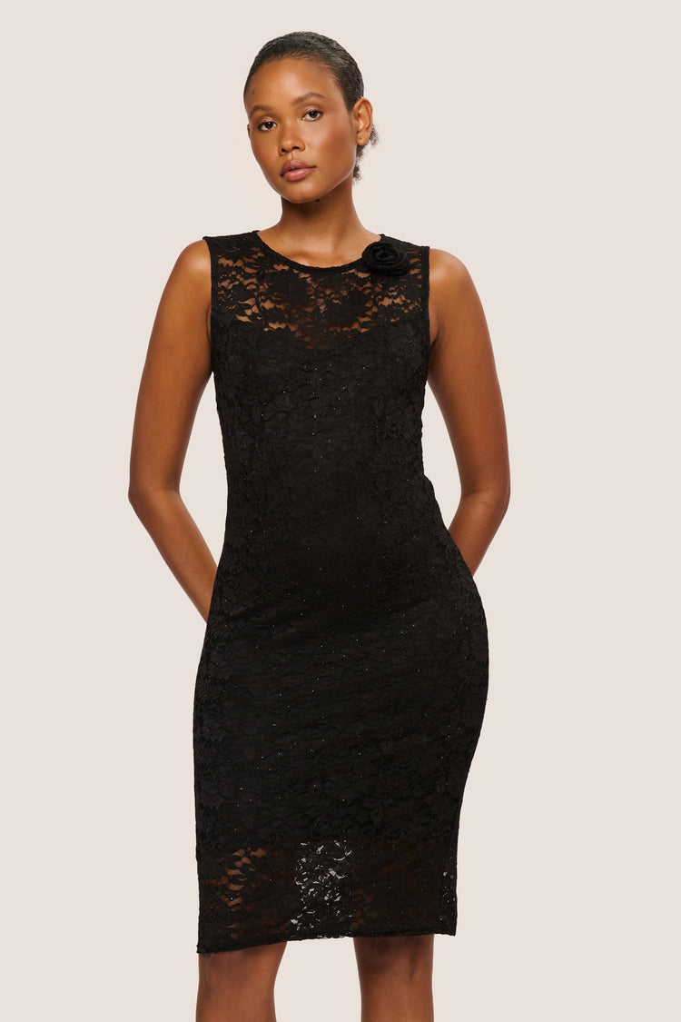 Rhinestone lace sheath dress