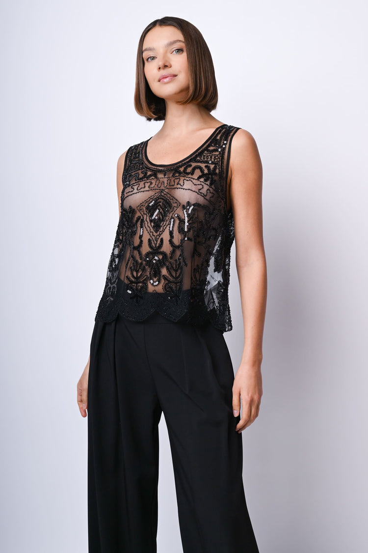 Sequins embroidery top