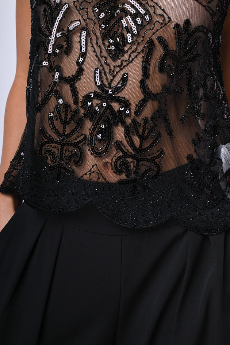 Sequins embroidery top