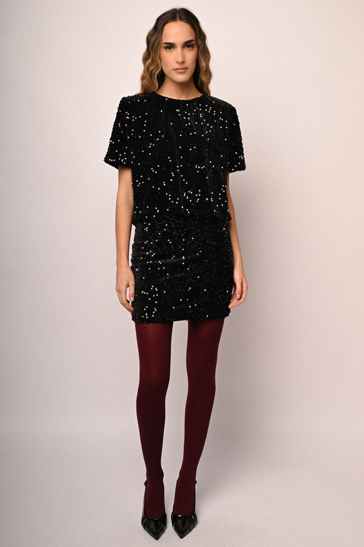 Maglia ciniglia e paillettes