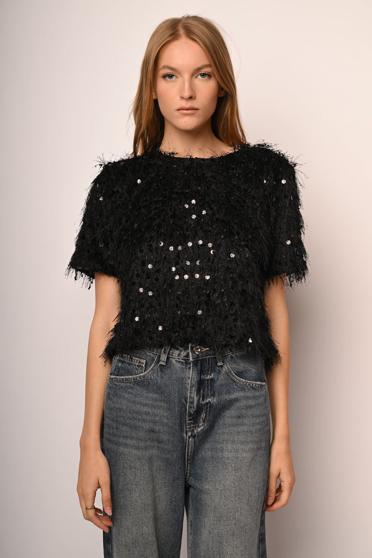 Sequin hairy t-shirt
