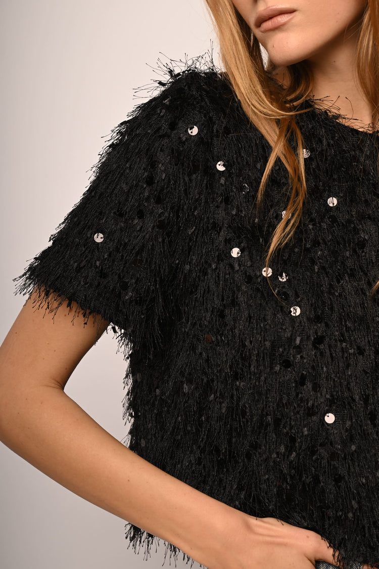 Sequin hairy t-shirt