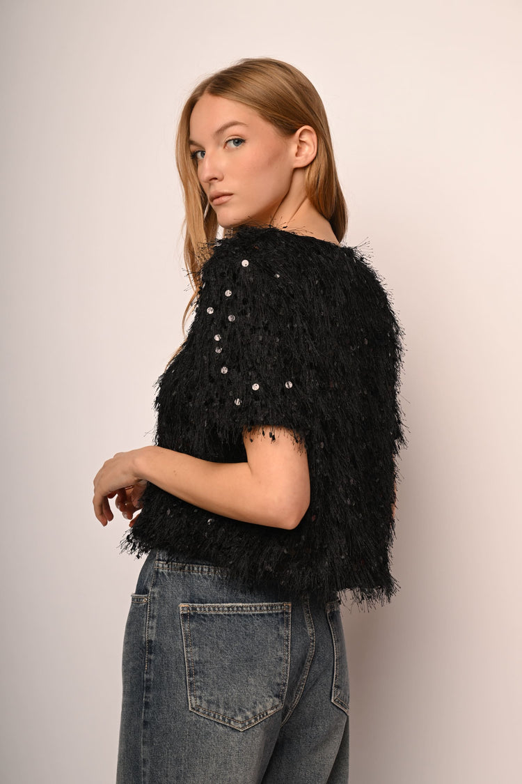 Sequin hairy t-shirt
