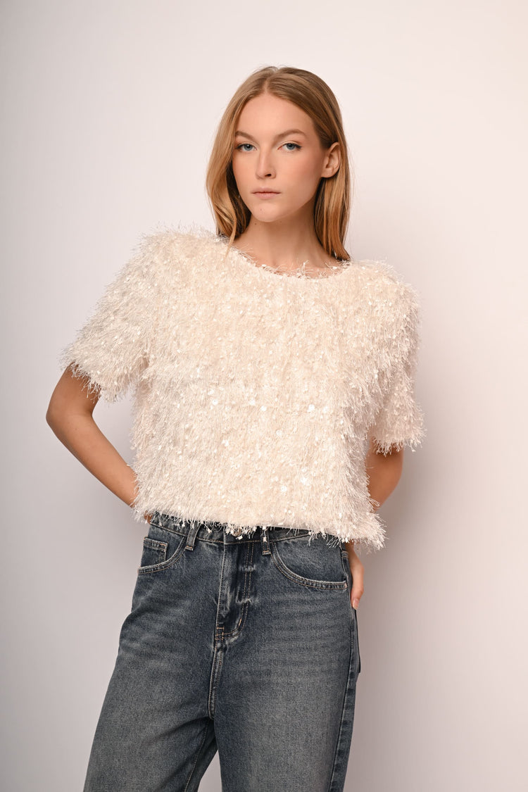 Sequin hairy t-shirt