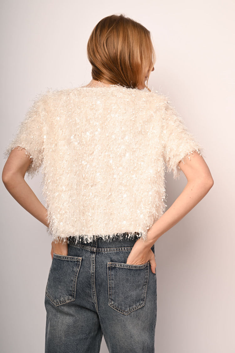 Sequin hairy t-shirt