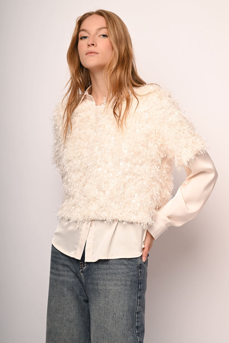 Sequin hairy t-shirt