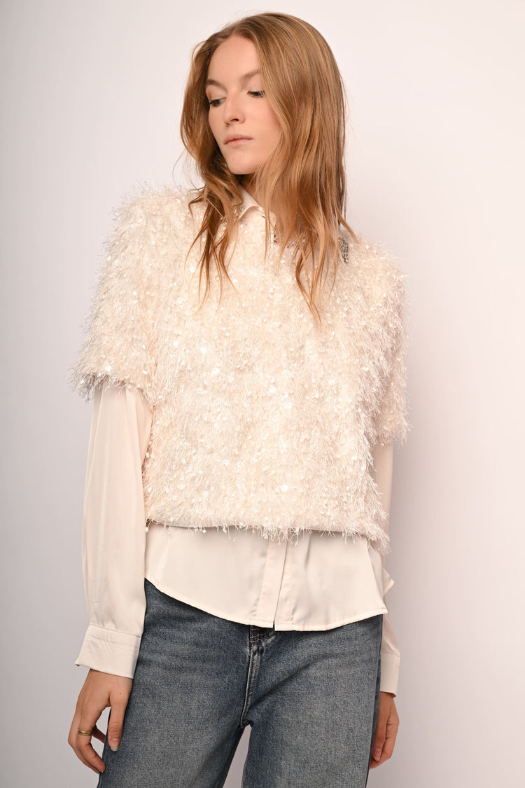 Sequin hairy t-shirt