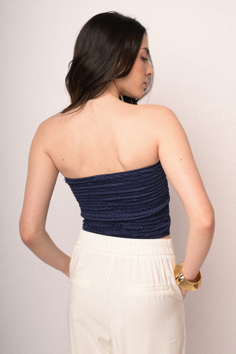 Blue tulle sleeveless top