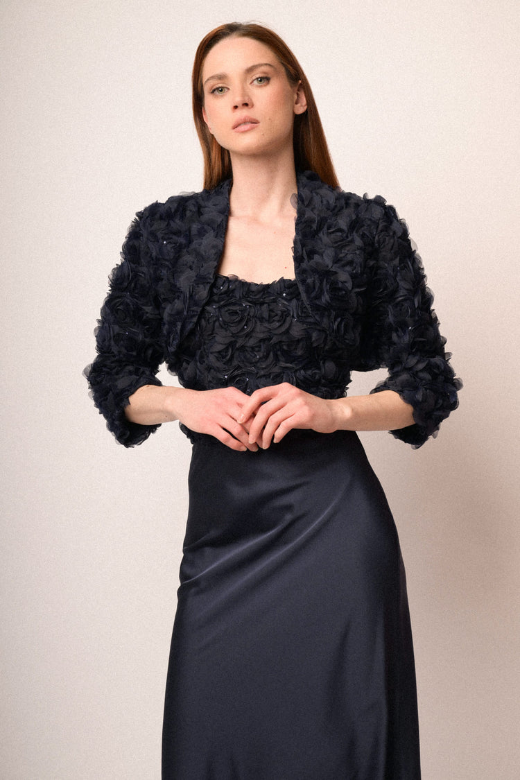 Blue 3D roses shrug