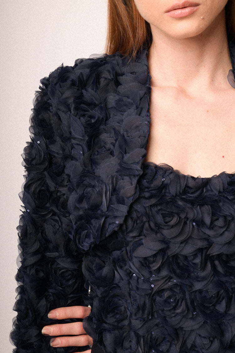 Blue 3D roses shrug