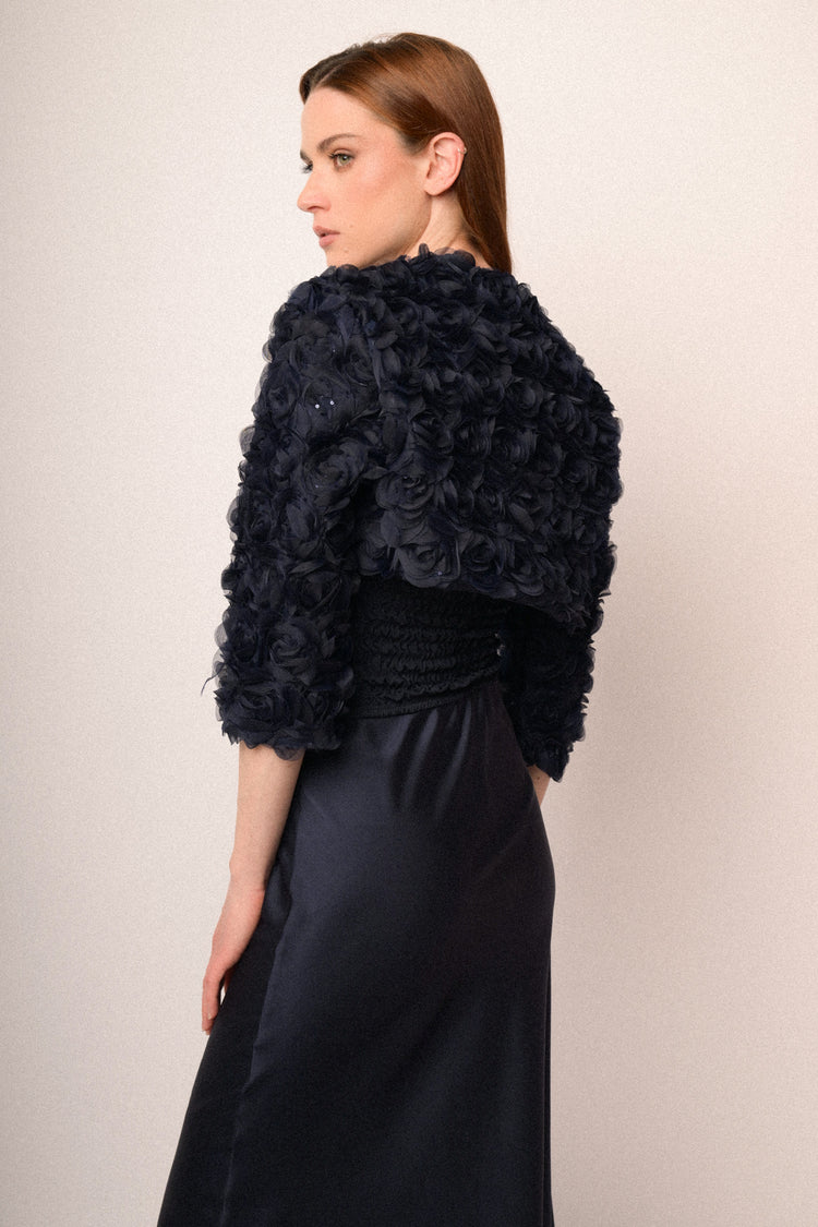 Blue 3D roses shrug