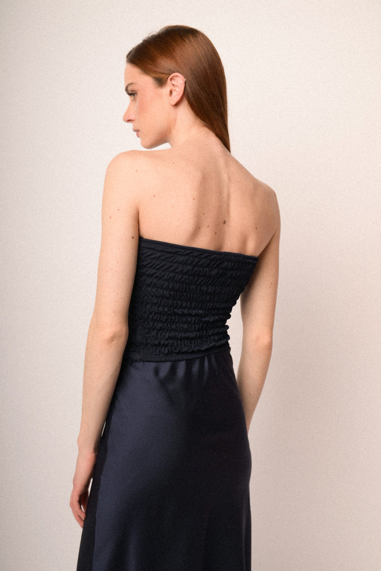 Blue 3D rose embellished sleeveless top