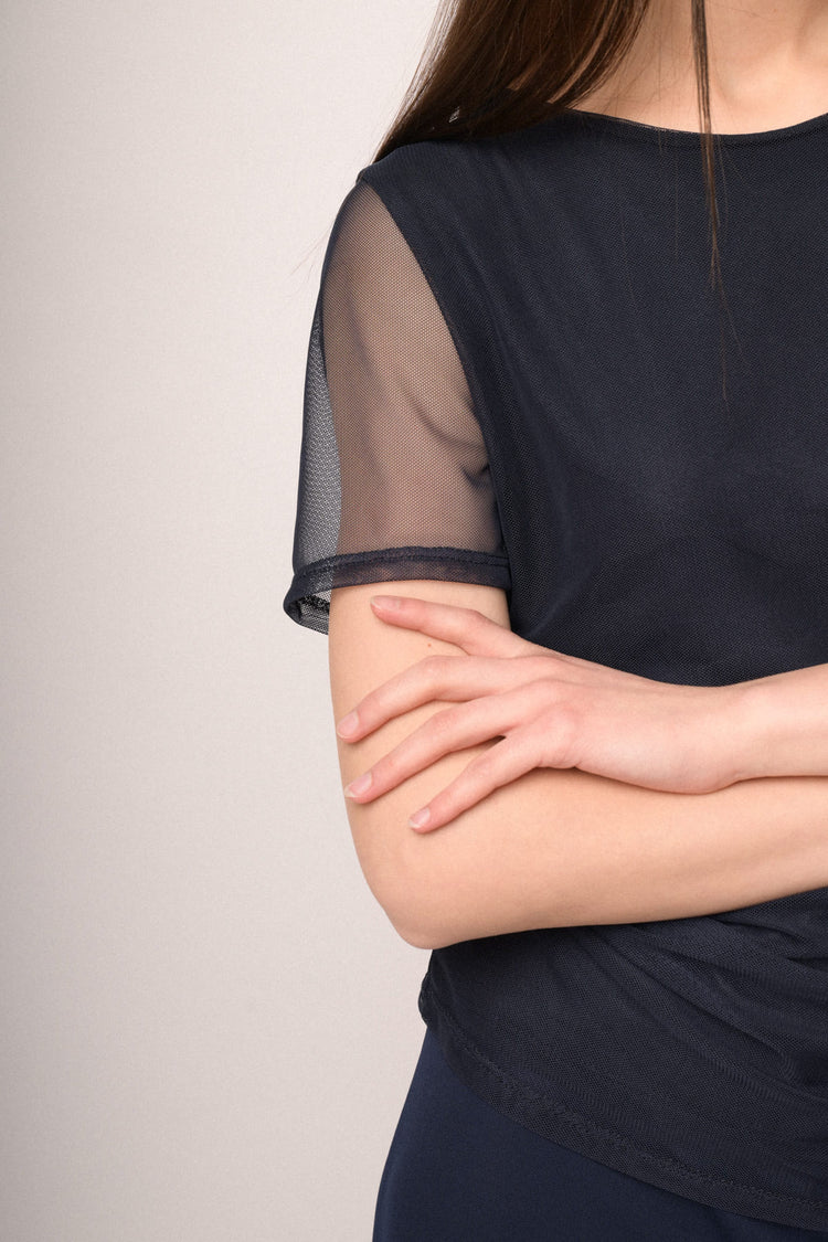 Midnight blue double-layered tulle tee