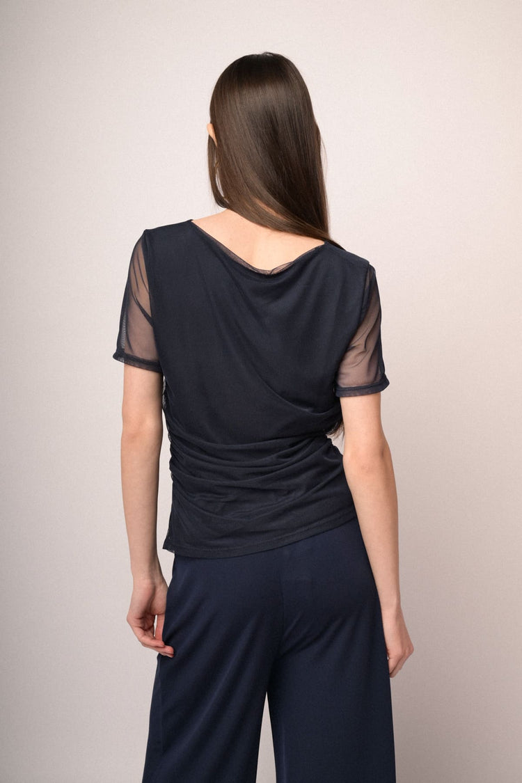 Midnight blue double-layered tulle tee