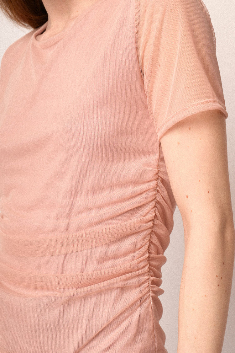 Pink double-layered tulle t-shirt