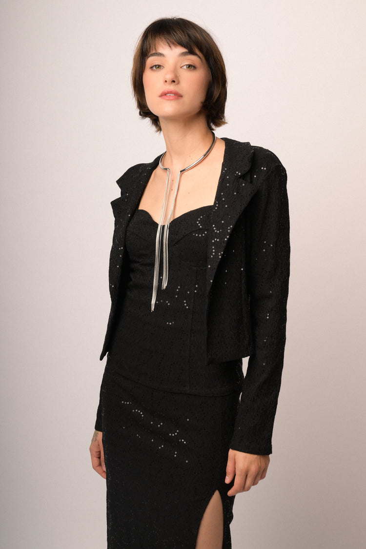 Giacca in jacquard paillettes