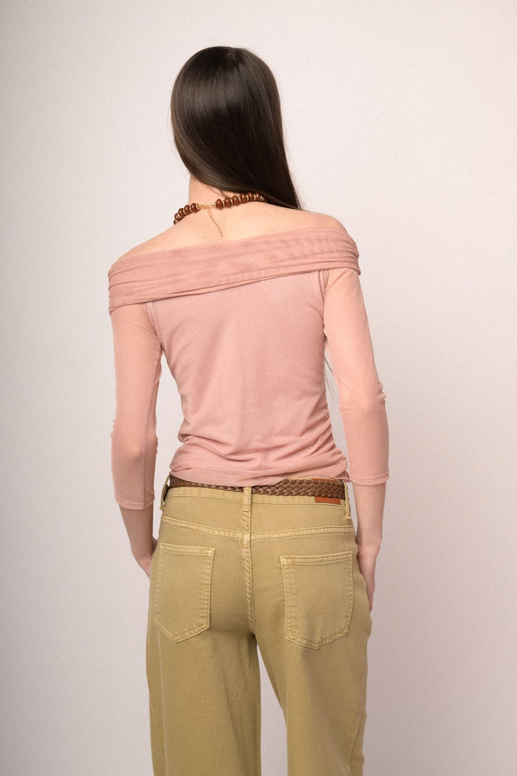 Pink double-layered tulle top