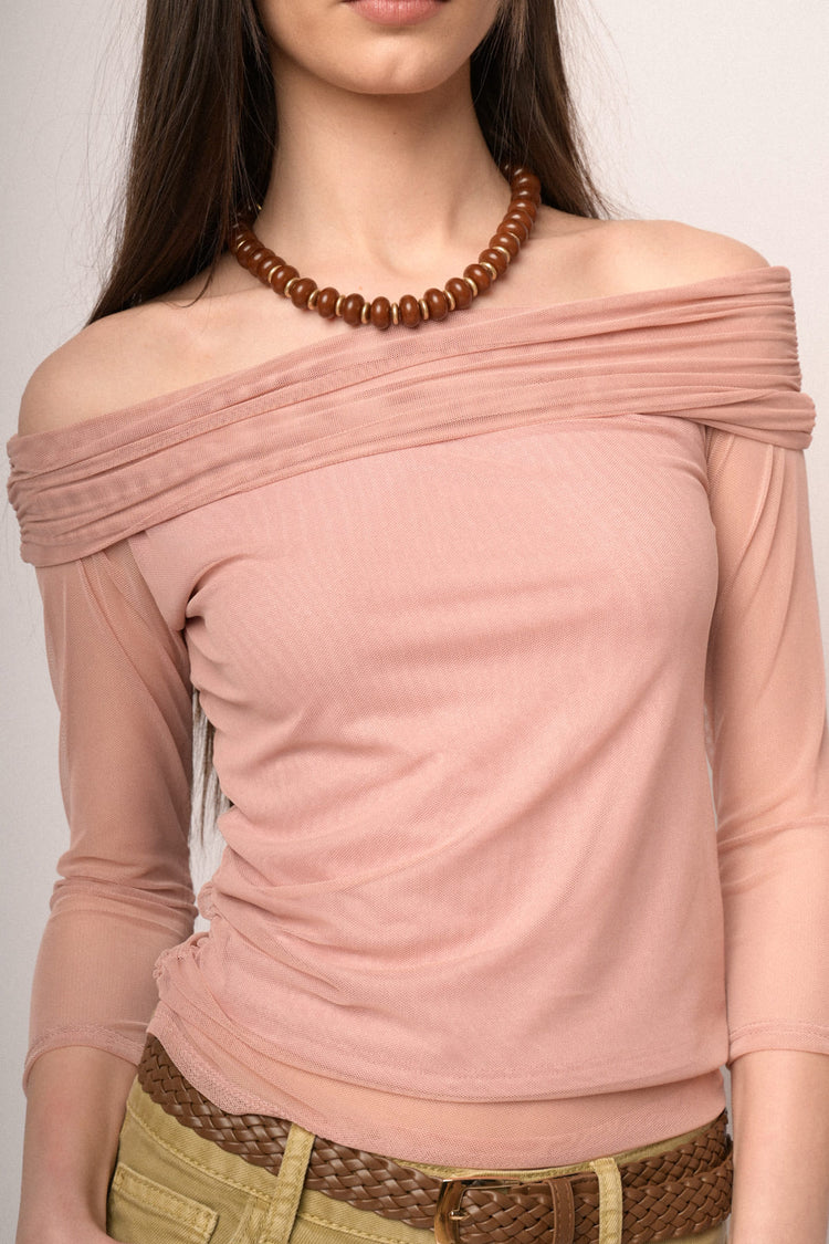 Pink double-layered tulle top