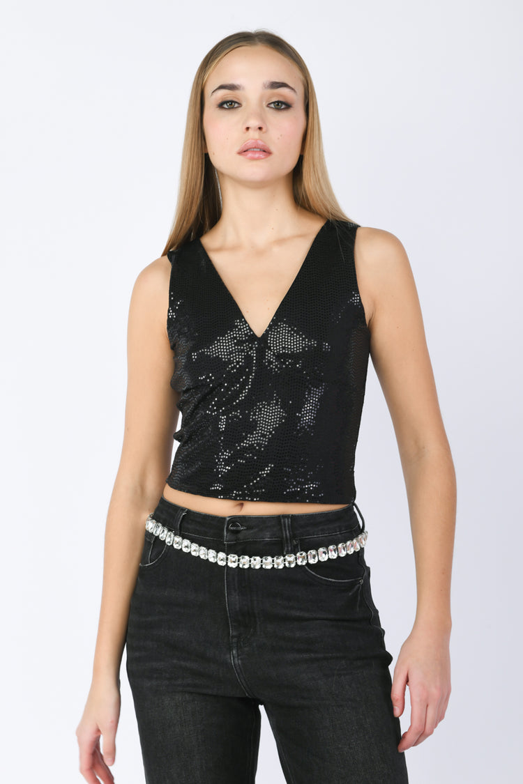 Flat sequined top